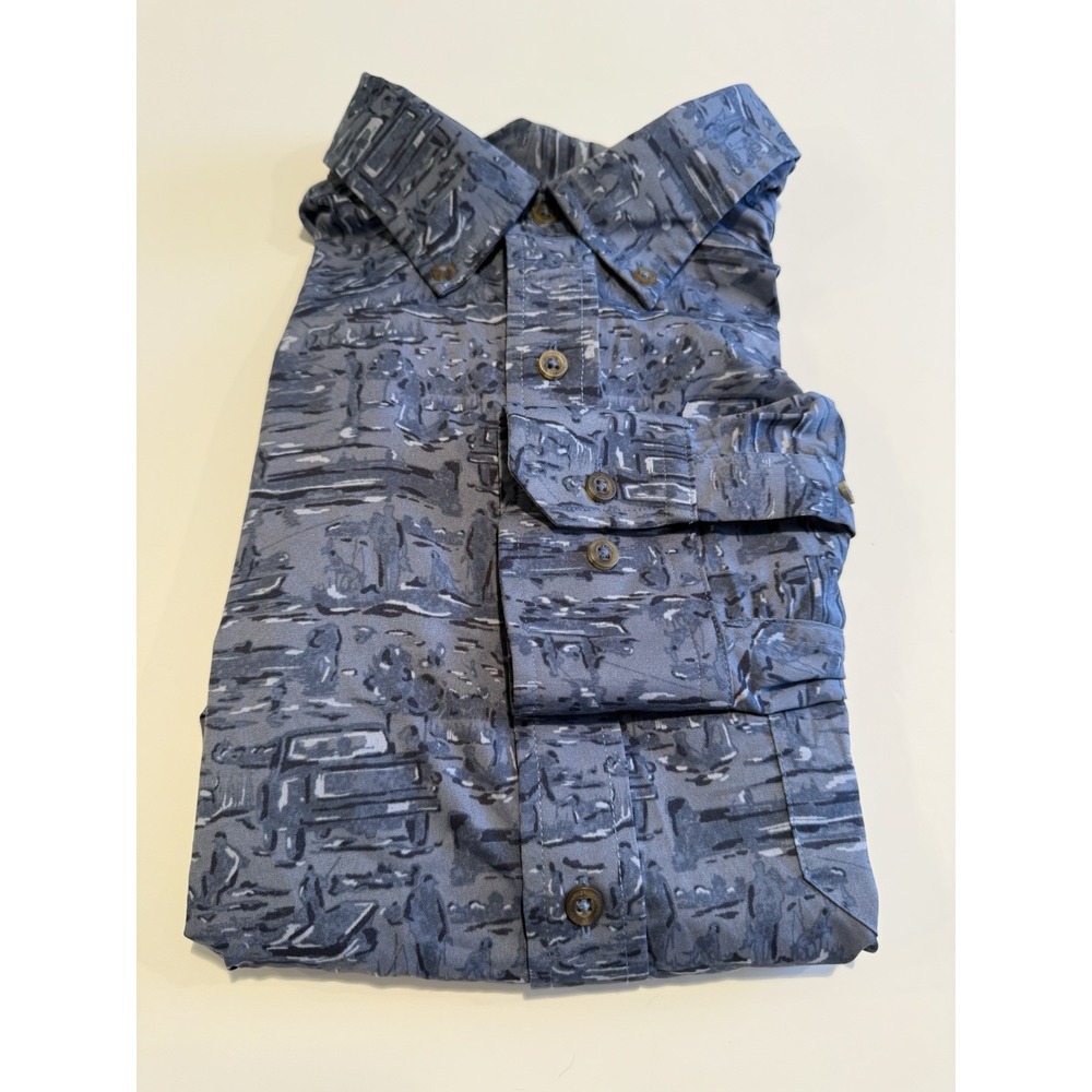Southern Tide Intercoastal Shirt Mens L Blues Fishing Boats Performance Wicking